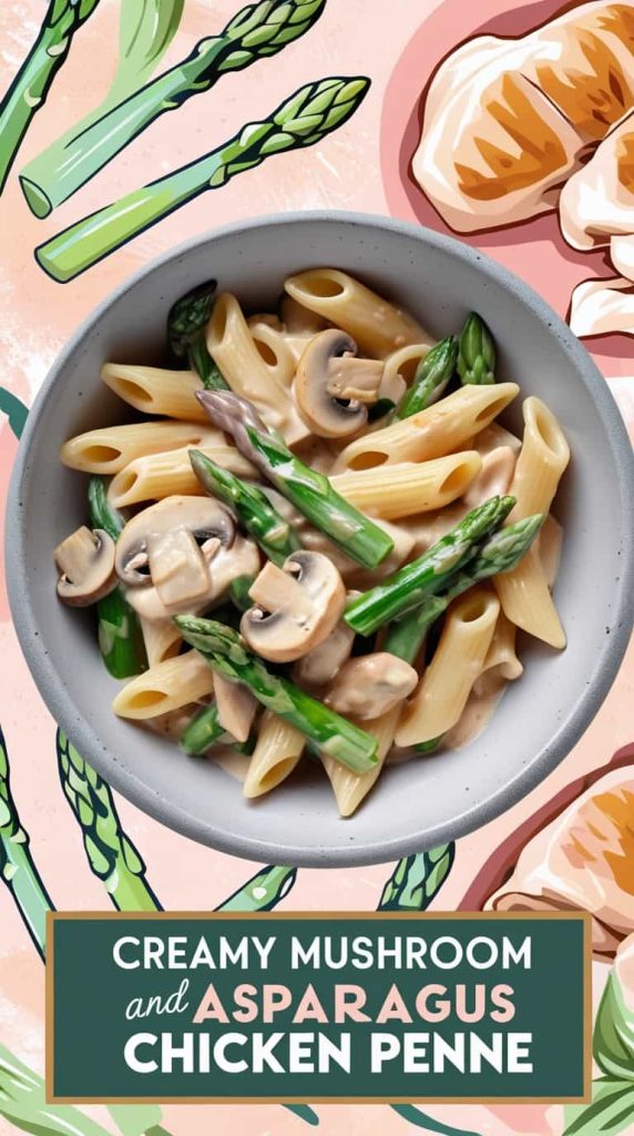 Creamy Mushroom and Asparagus Chicken Penne