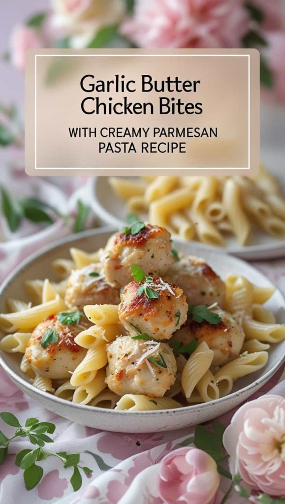 Garlic Butter Chicken Bites with Creamy Parmesan Pasta Recipe