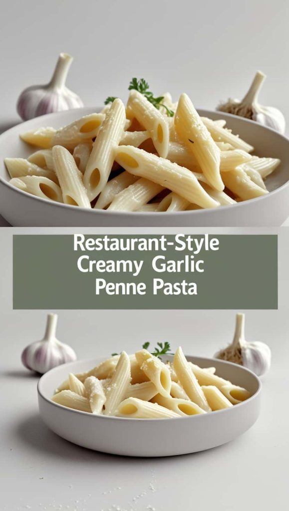 Restaurant-Style Creamy Garlic Penne Pasta